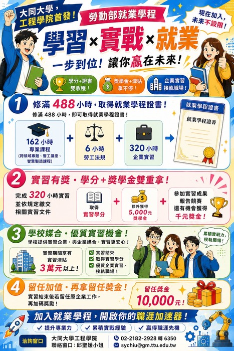 【工程學院首發】勞動部就業學程招生中！學習×實戰×就業，打造你的職涯加速器！圖片